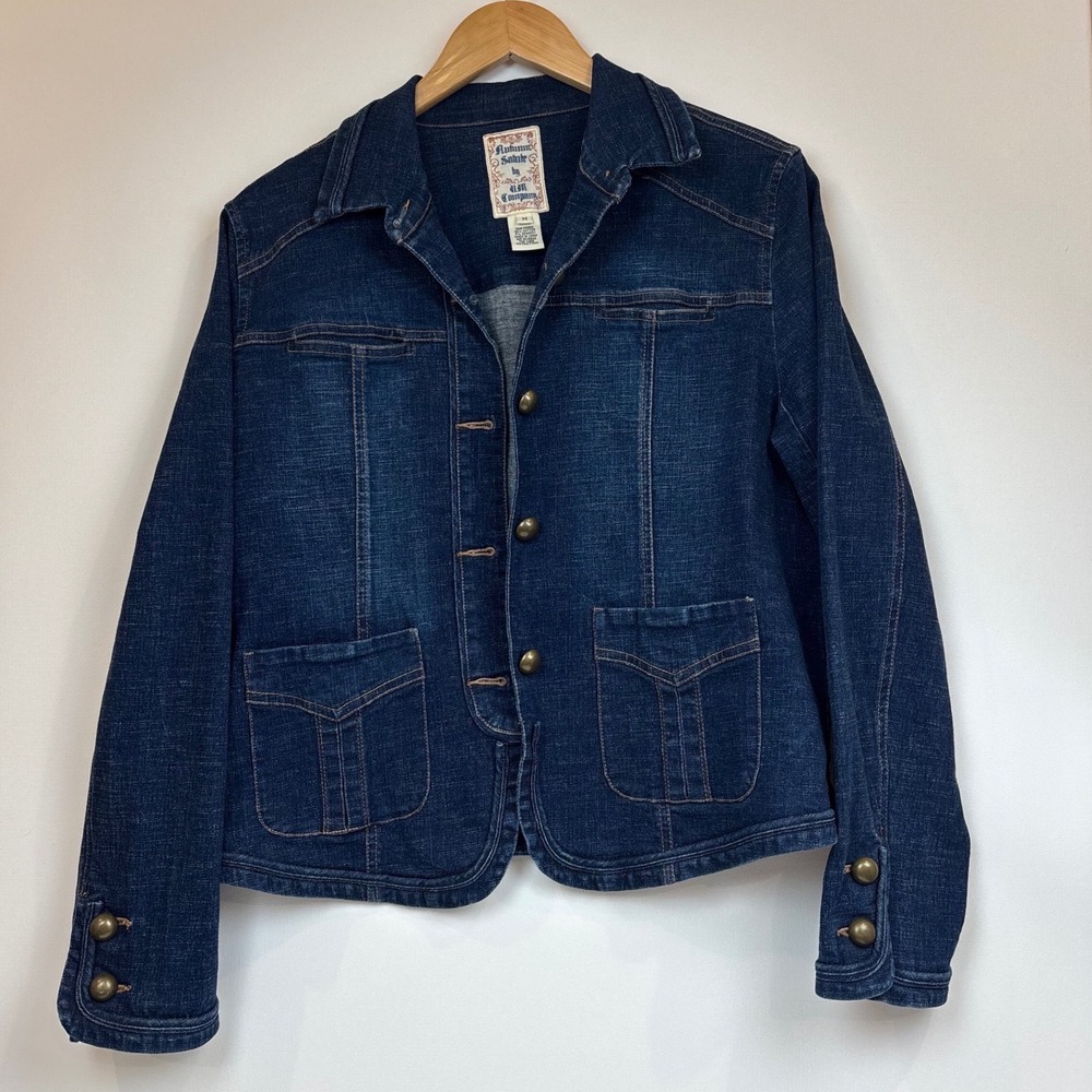 Autumn Salute by HM Company Dark Wash Denim Jacket Brass Buttons Medium